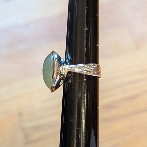 RING 18 ct Natural Prehnite 925 Size 8 - Picture 6 of 8
